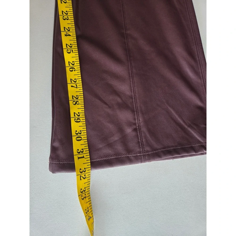 Victoria's Secret Burgundy Faux Leather Flare Pants L Y2K Office Siren 90s Chic